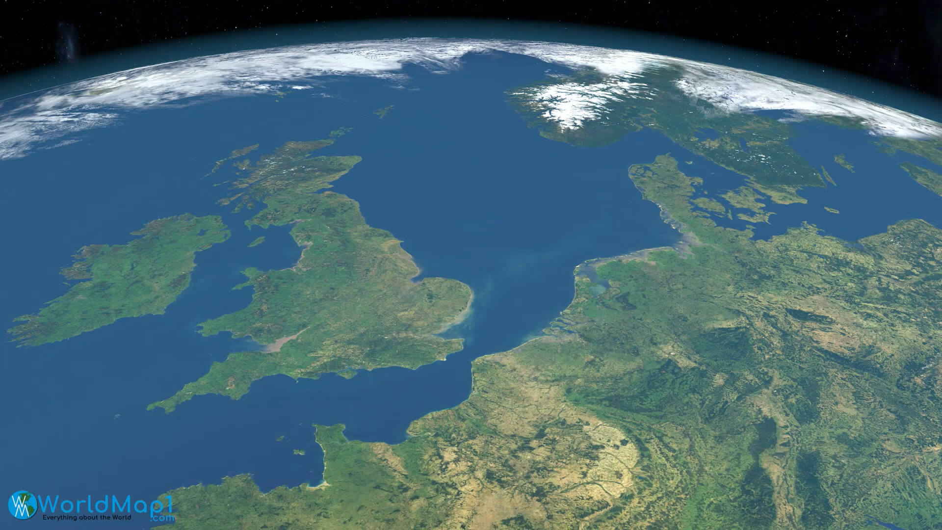 UK and North Europe Satellite Map